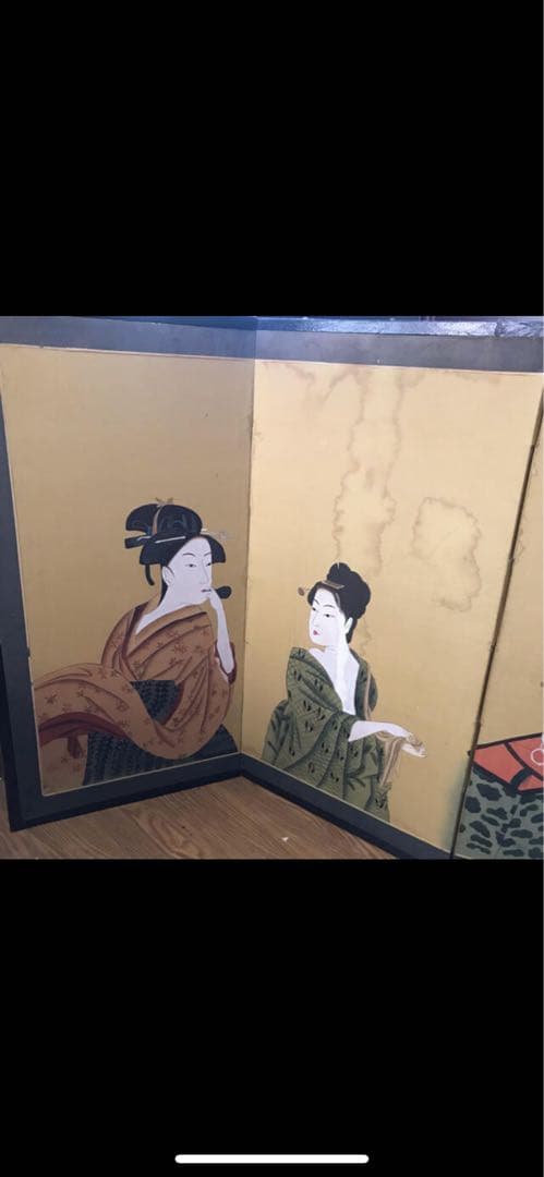 浮世絵屏風の衝立    １８２cm    希少品