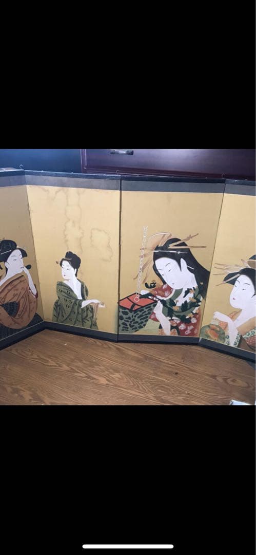 浮世絵屏風の衝立    １８２cm    希少品