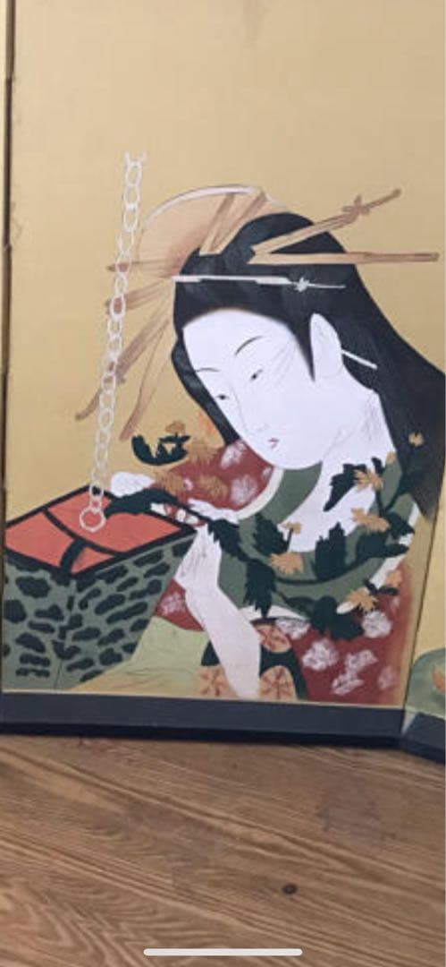 浮世絵屏風の衝立    １８２cm    希少品