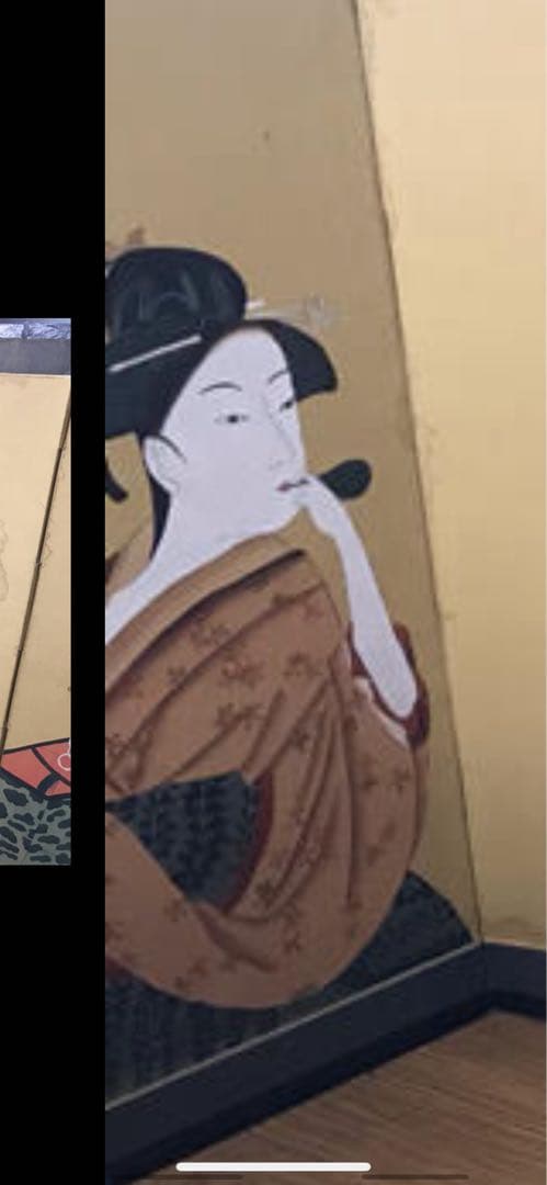 浮世絵屏風の衝立    １８２cm    希少品