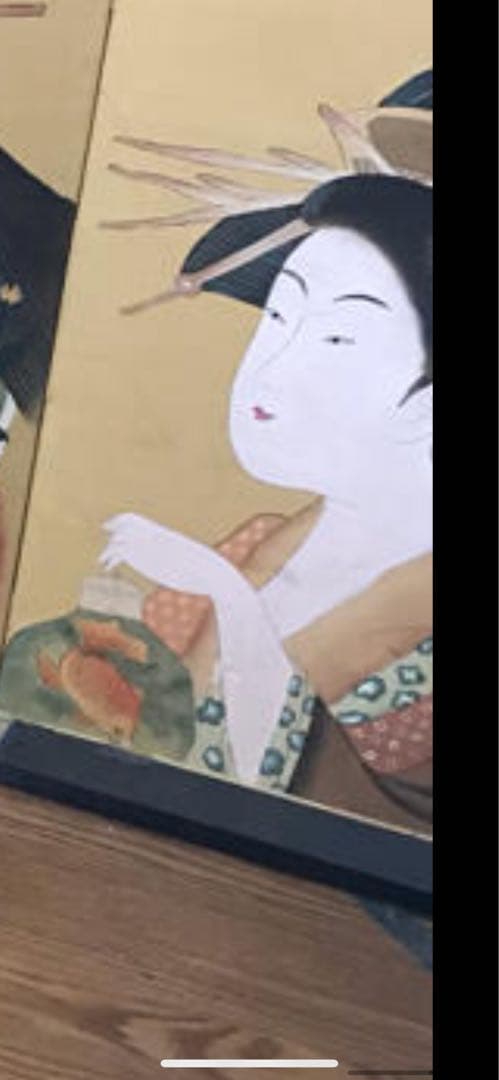 浮世絵屏風の衝立    １８２cm    希少品