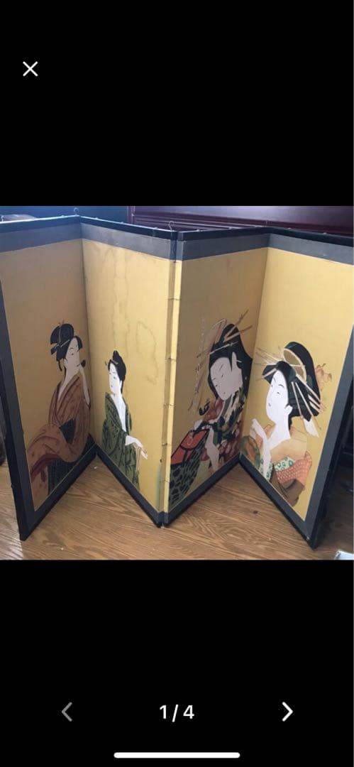 浮世絵屏風の衝立    １８２cm    希少品