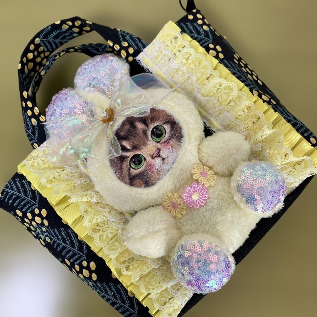 や*ん様 コヤンイサムチョン　フリルレース　帆布　ミモザ　横34縦22マチ10㎝