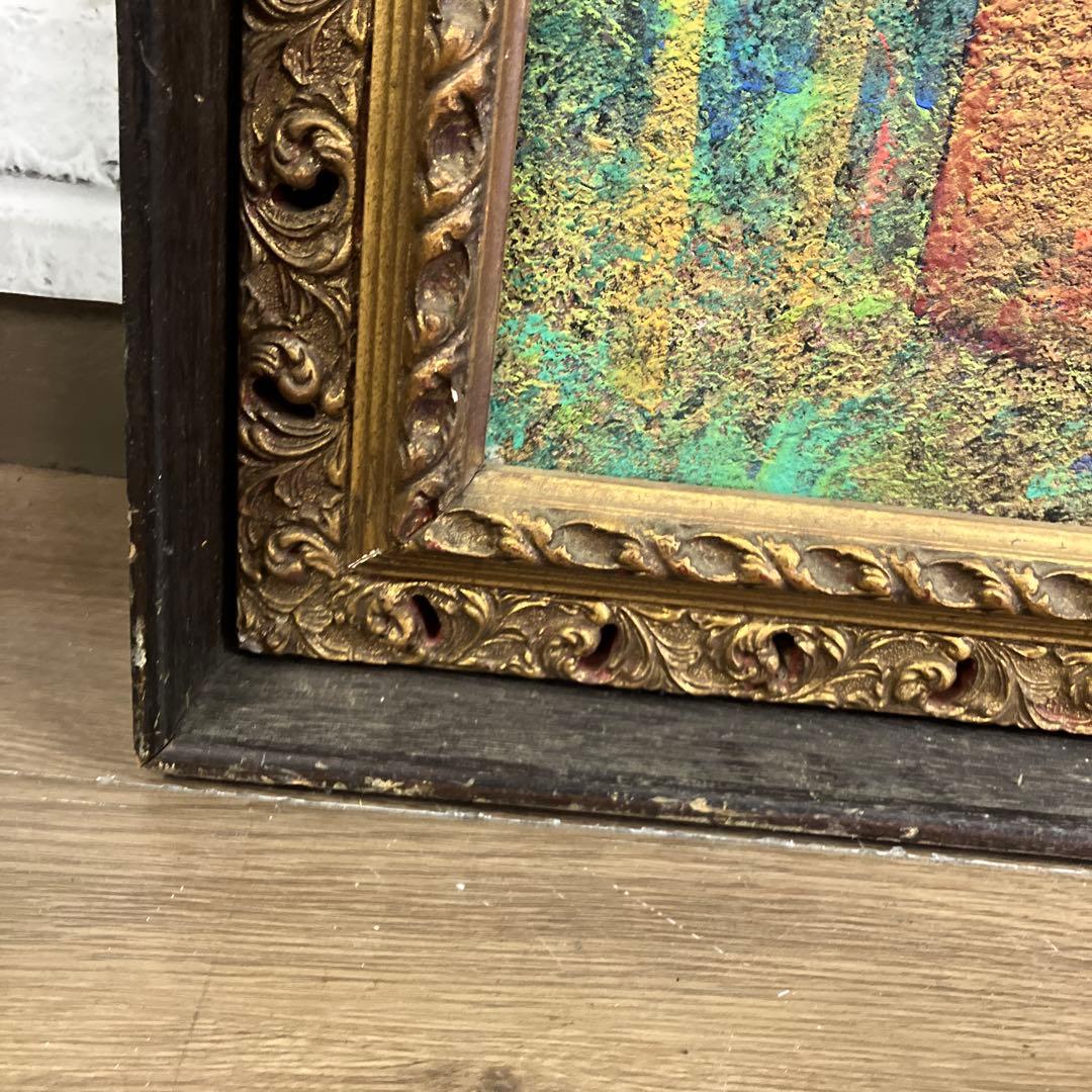 【希少】新林由啓 作 油彩画「花はまぼろしの大鳥井」昭和48年 額装品