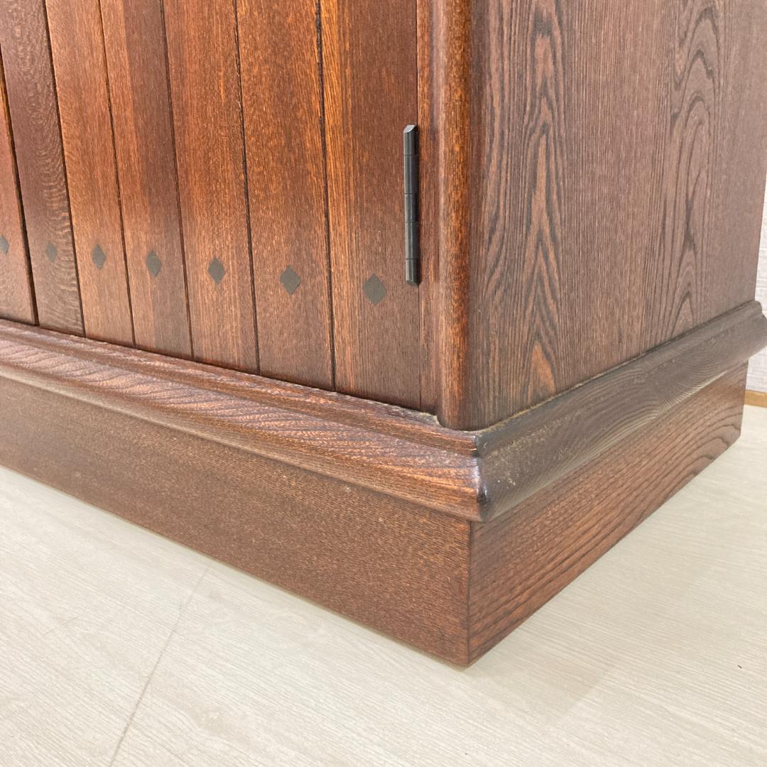 天然木　キャビネット　サイドボード　収納