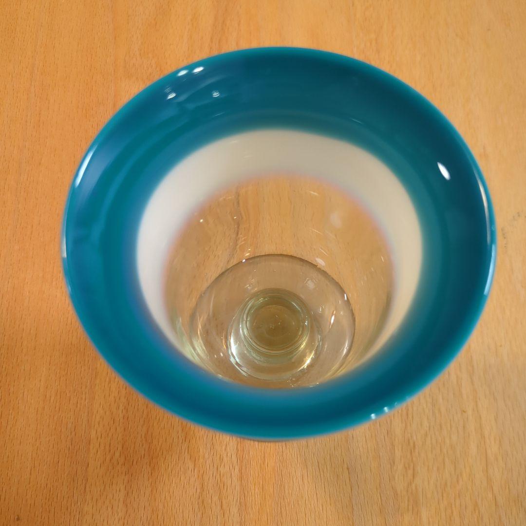 明治大正時代　吹きガラス　脚付きグラス　骨董　氷コップ