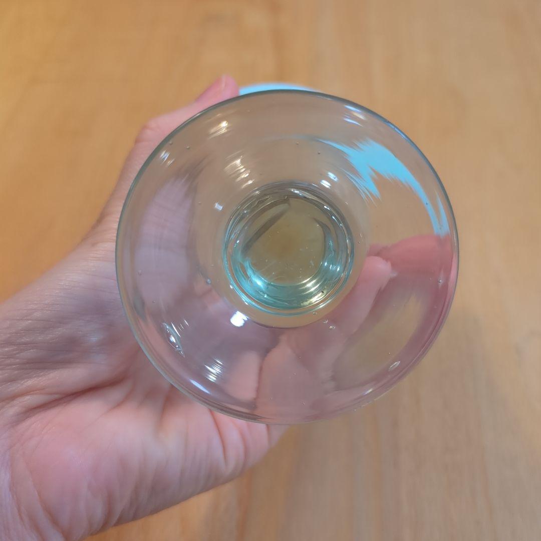 明治大正時代　吹きガラス　脚付きグラス　骨董　氷コップ