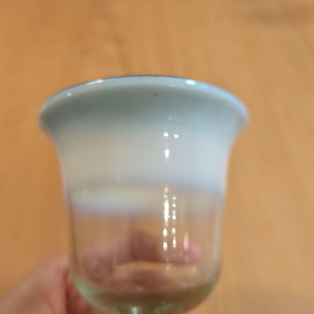 明治大正時代　吹きガラス　脚付きグラス　骨董　氷コップ