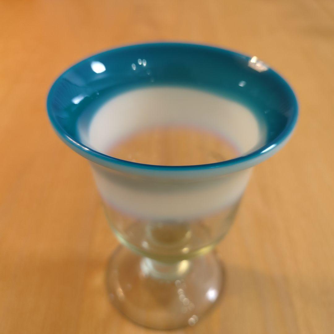 明治大正時代　吹きガラス　脚付きグラス　骨董　氷コップ