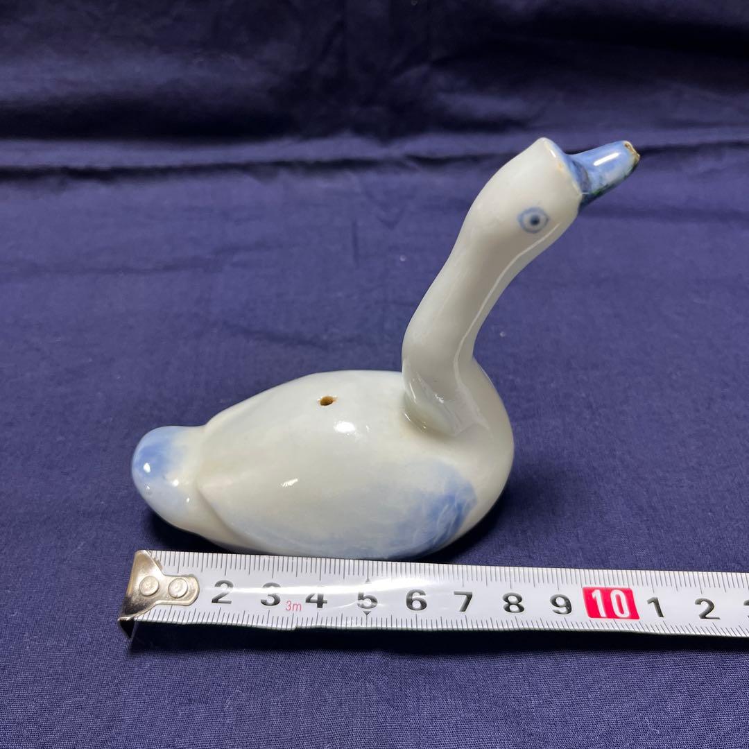 水鳥　水滴　陶器 青と白のグラデーション 約10cm