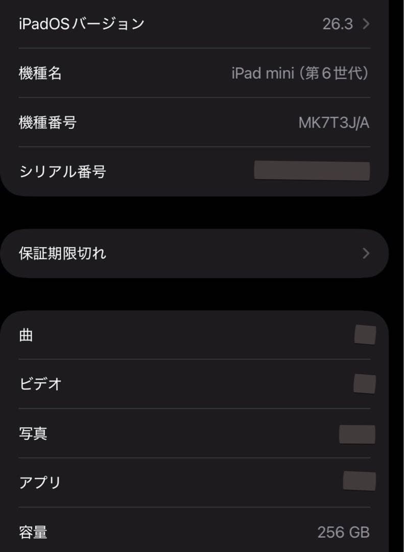 iPad mini 6 256GB Wi-Fiモデル　スペースグレー