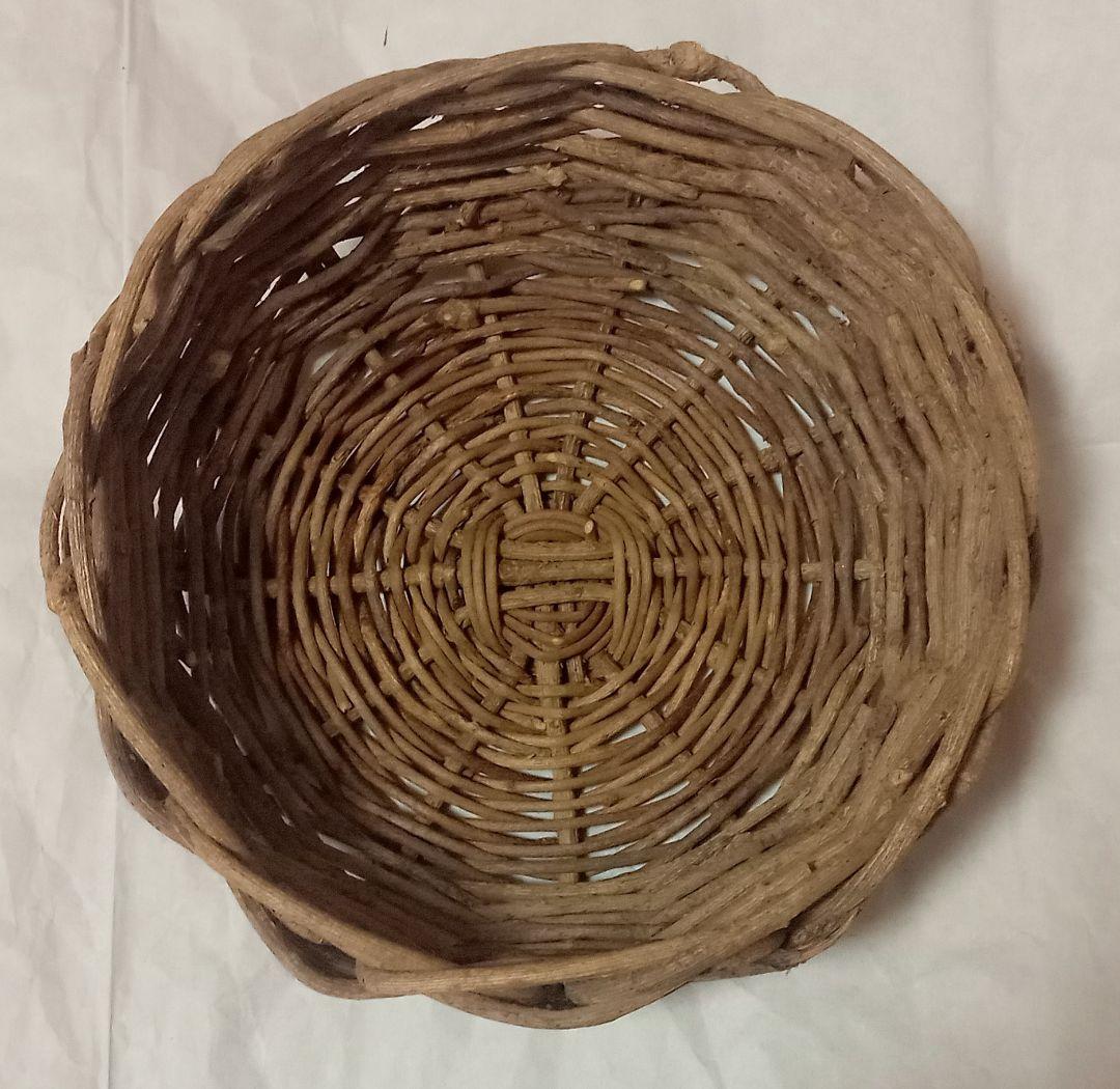 【極希少】天然あけび蔓 かご 丸籠 24cm 手編み 一点物 伝統工芸 飾り籠