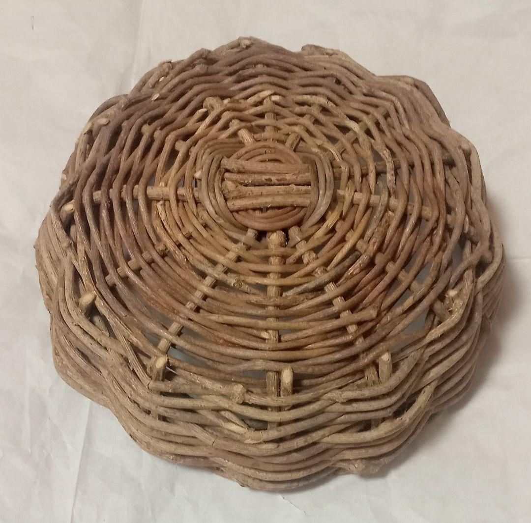 【極希少】天然あけび蔓 かご 丸籠 24cm 手編み 一点物 伝統工芸 飾り籠
