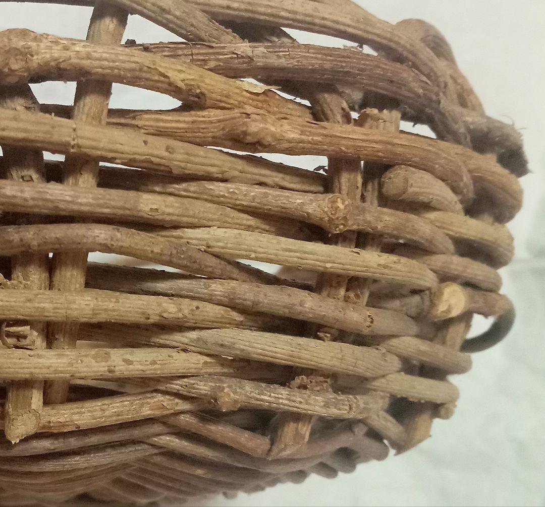 【極希少】天然あけび蔓 かご 丸籠 24cm 手編み 一点物 伝統工芸 飾り籠