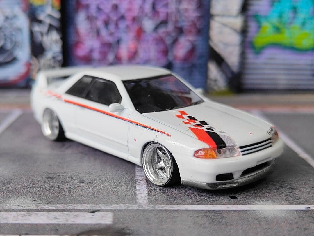 京商 R32 NISMOトミカ改造 ☆自作アルミリム ☆段リム ホットウィール