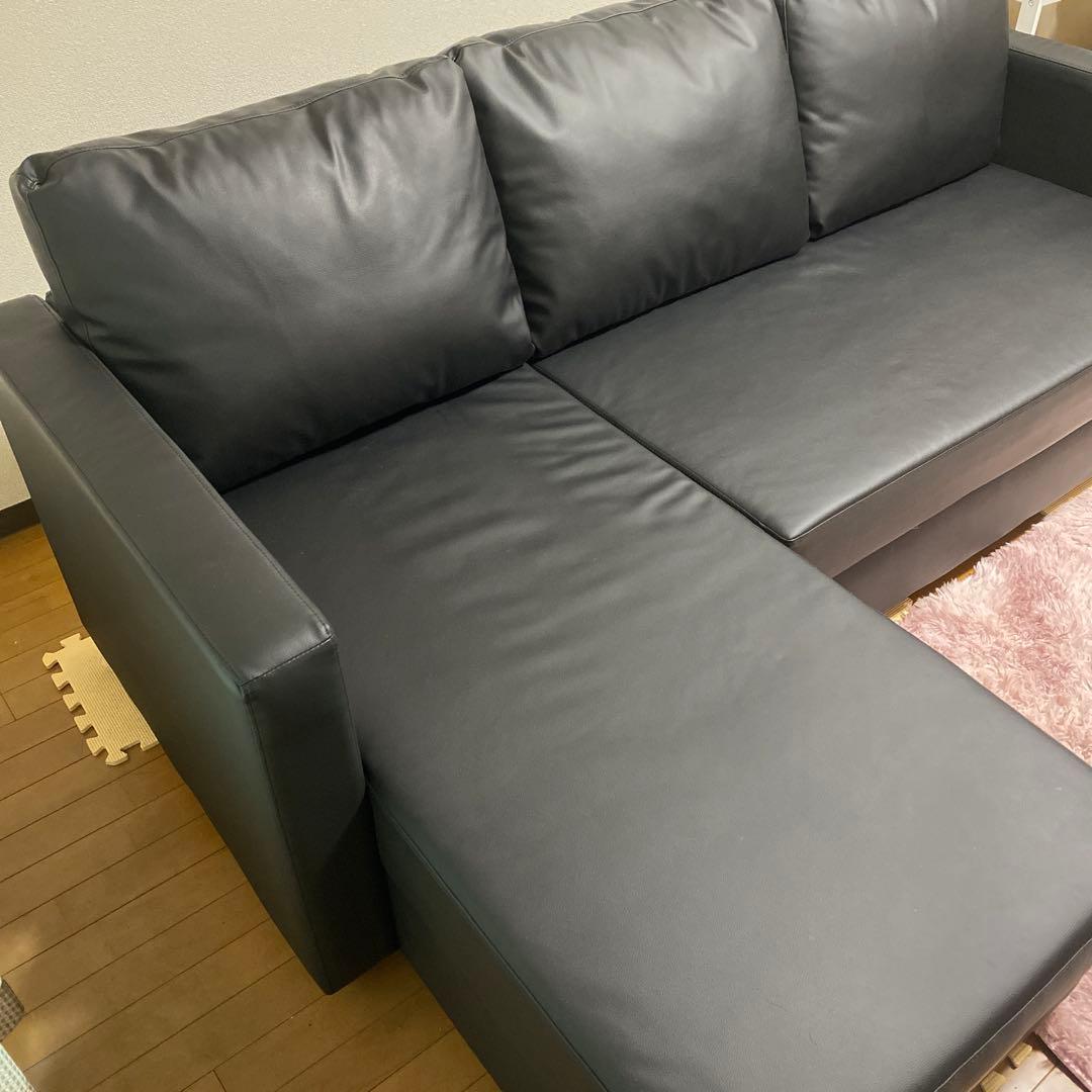 合皮ソファベッド(Nシールド ノアーク BK)