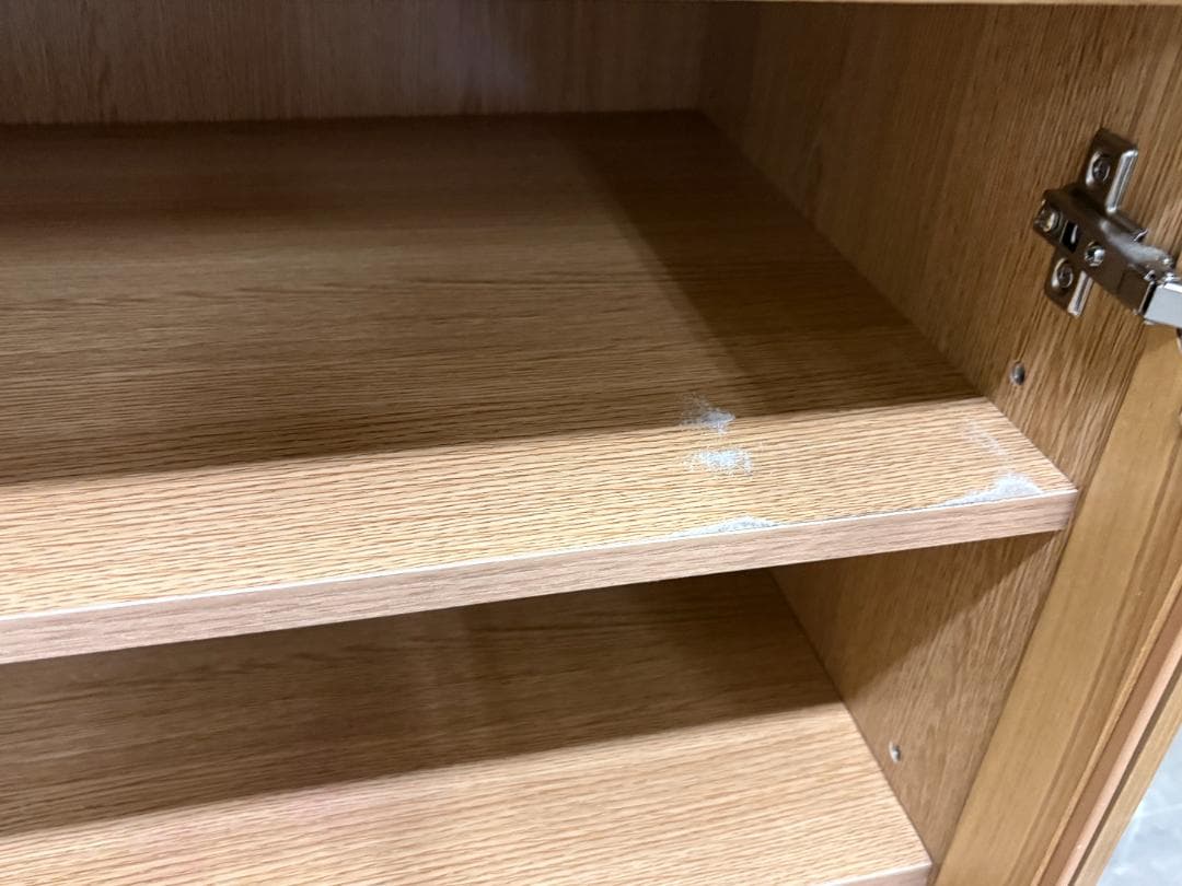 廃盤 無印良品 木製キャビネット オーク材 脚付き ガラス扉