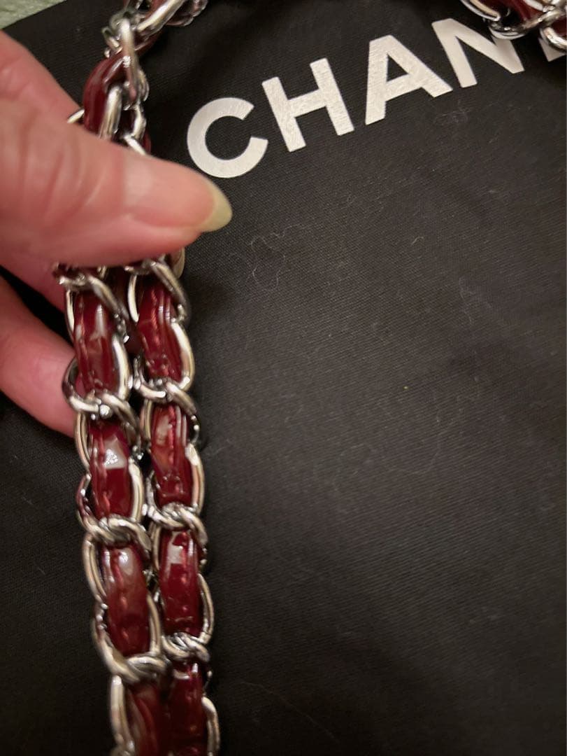 ♡希少♡新品♡CHANELワインレッドエナメルチェーンショルダーバッグ25