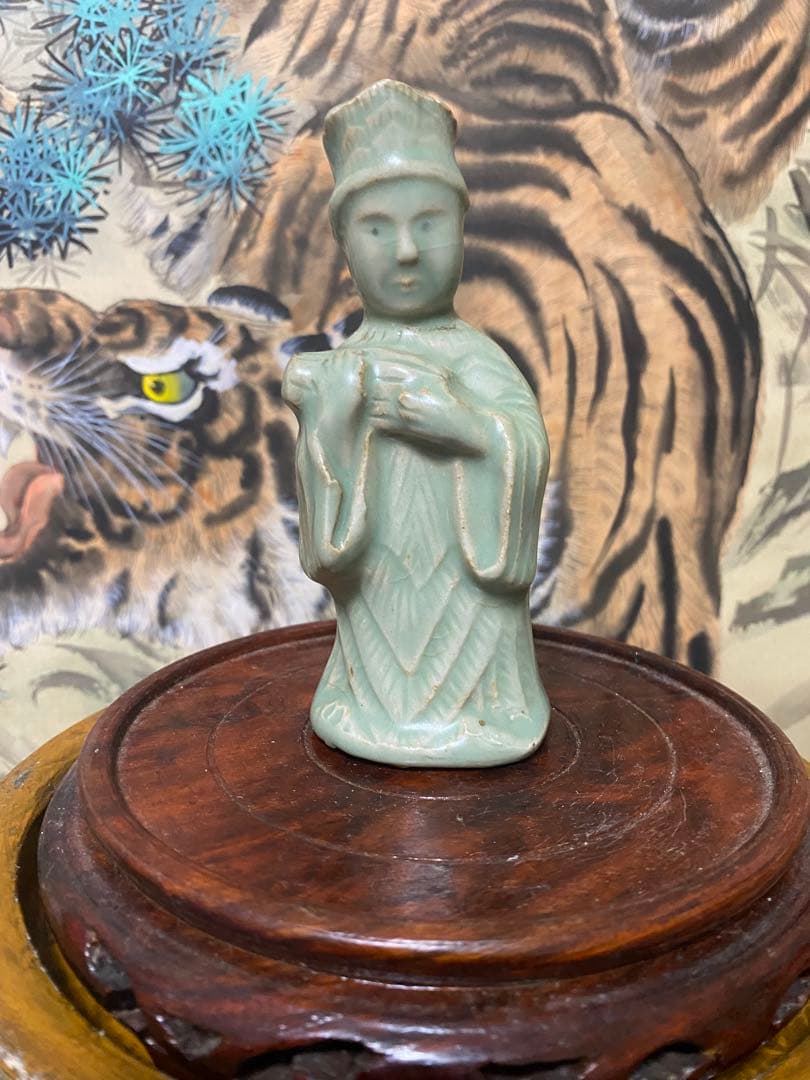 李朝 12世紀 高麗青磁 文官形水滴　検　文房具李朝徳利酒器新羅唐津古宋備前）