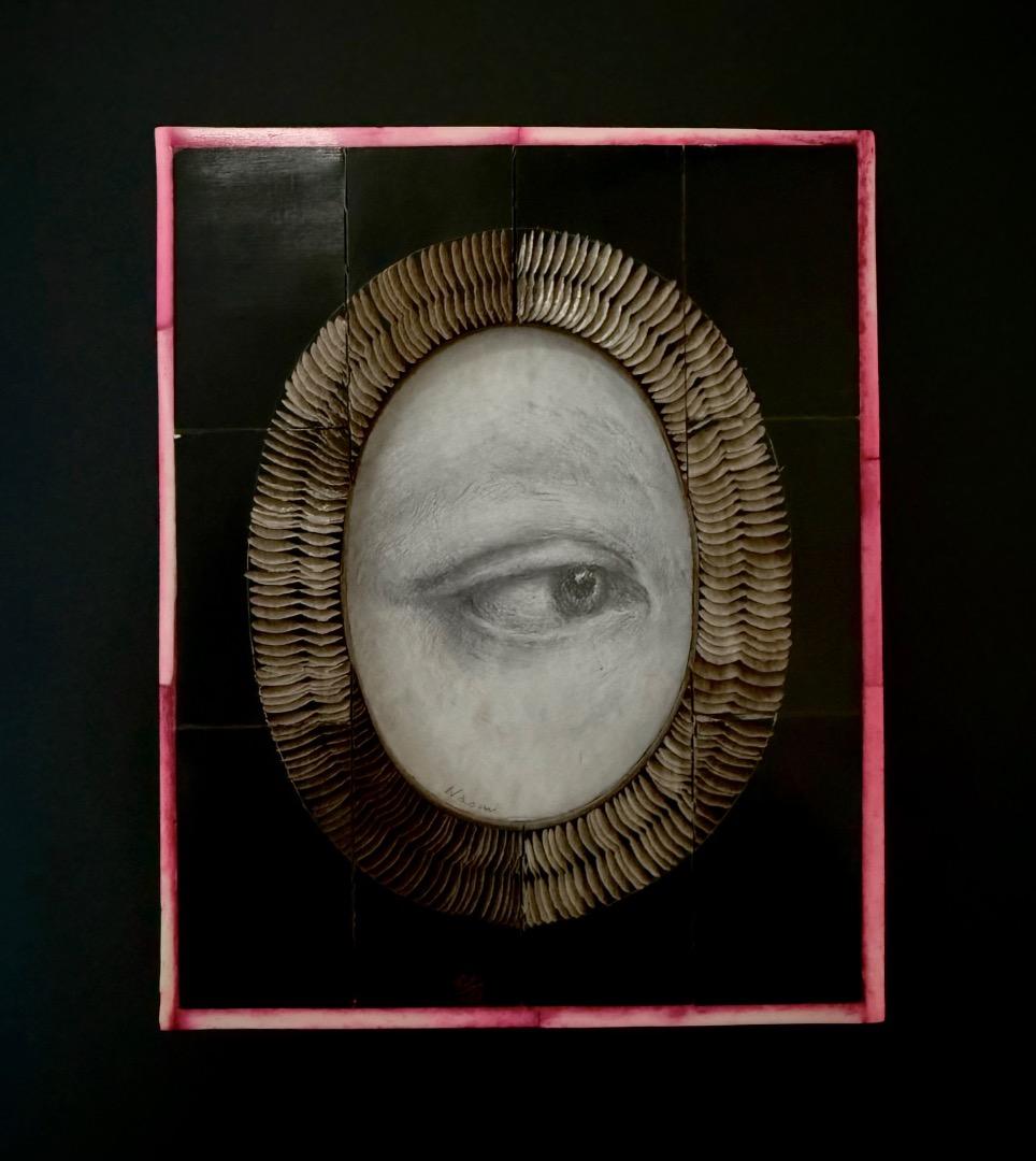 「片方の瞳 右目」鉛筆画 原画 額装品 作品No.103
