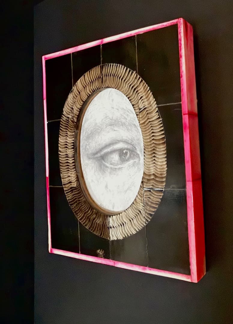 「片方の瞳 右目」鉛筆画 原画 額装品 作品No.103