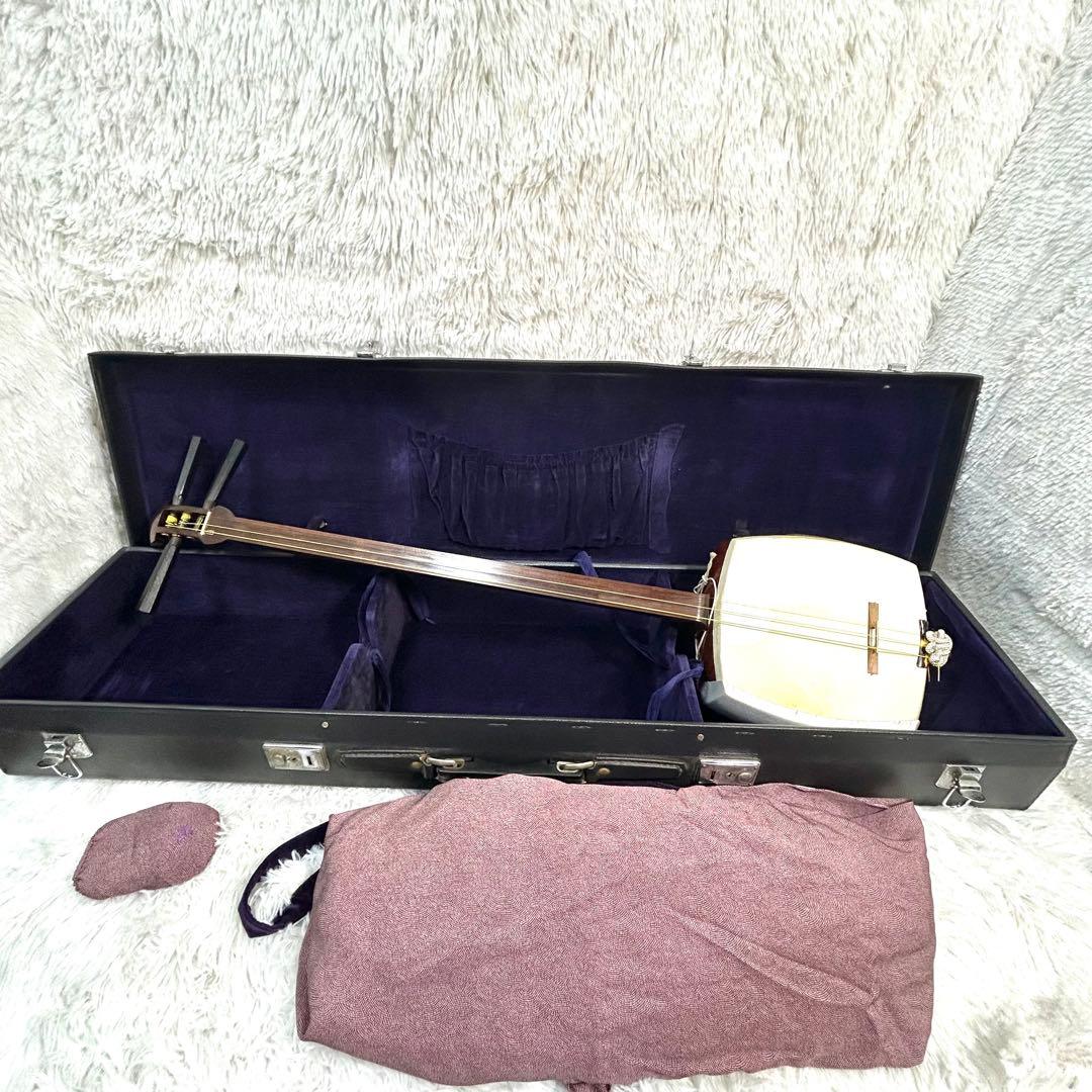 地歌三味線 紅木 金彩 中棹 全長100cm 東さわり