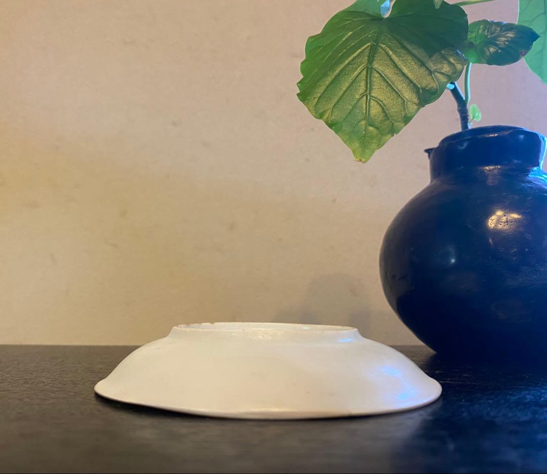 アンティーク・景徳鎮窯・古染付花鳥文・豆小皿•鑑賞スタンド付２点セット