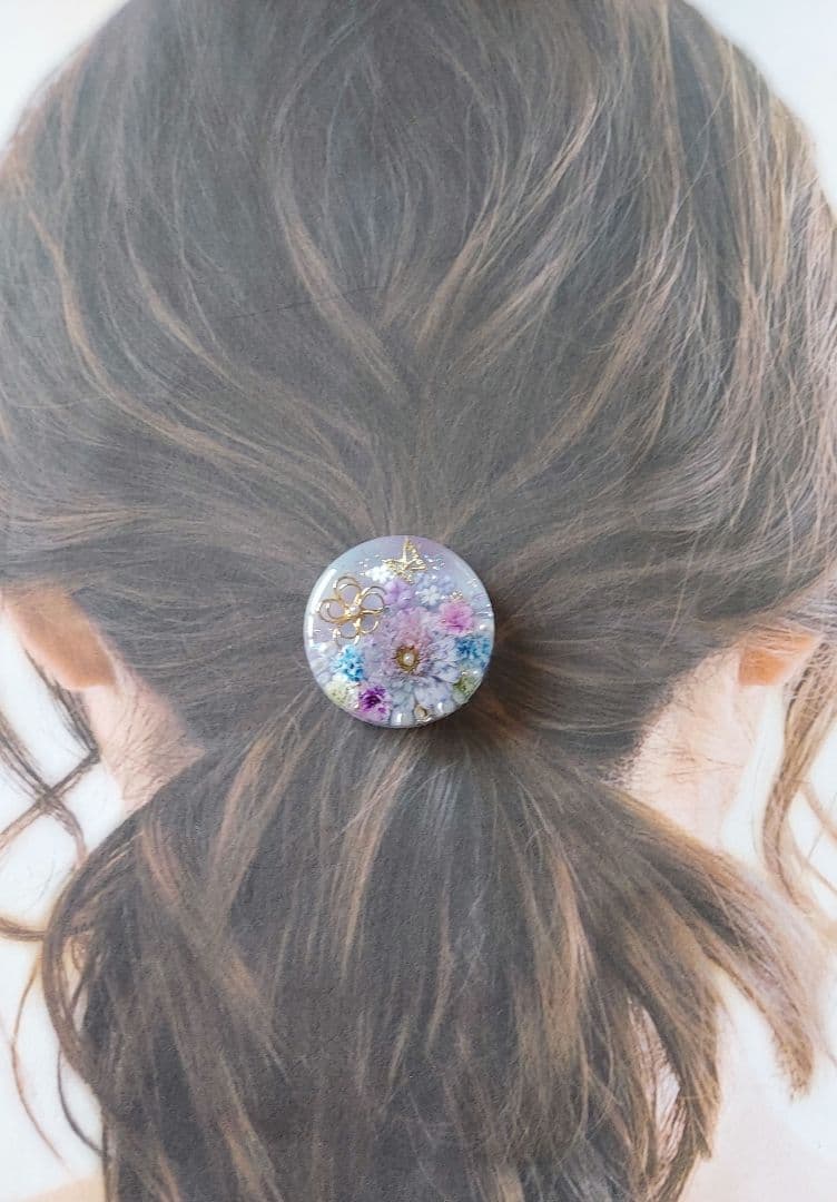 【1727】レジン　マトリカリア　ヘアゴム　ポニーフック　ブロ―チ　ハンドメイド