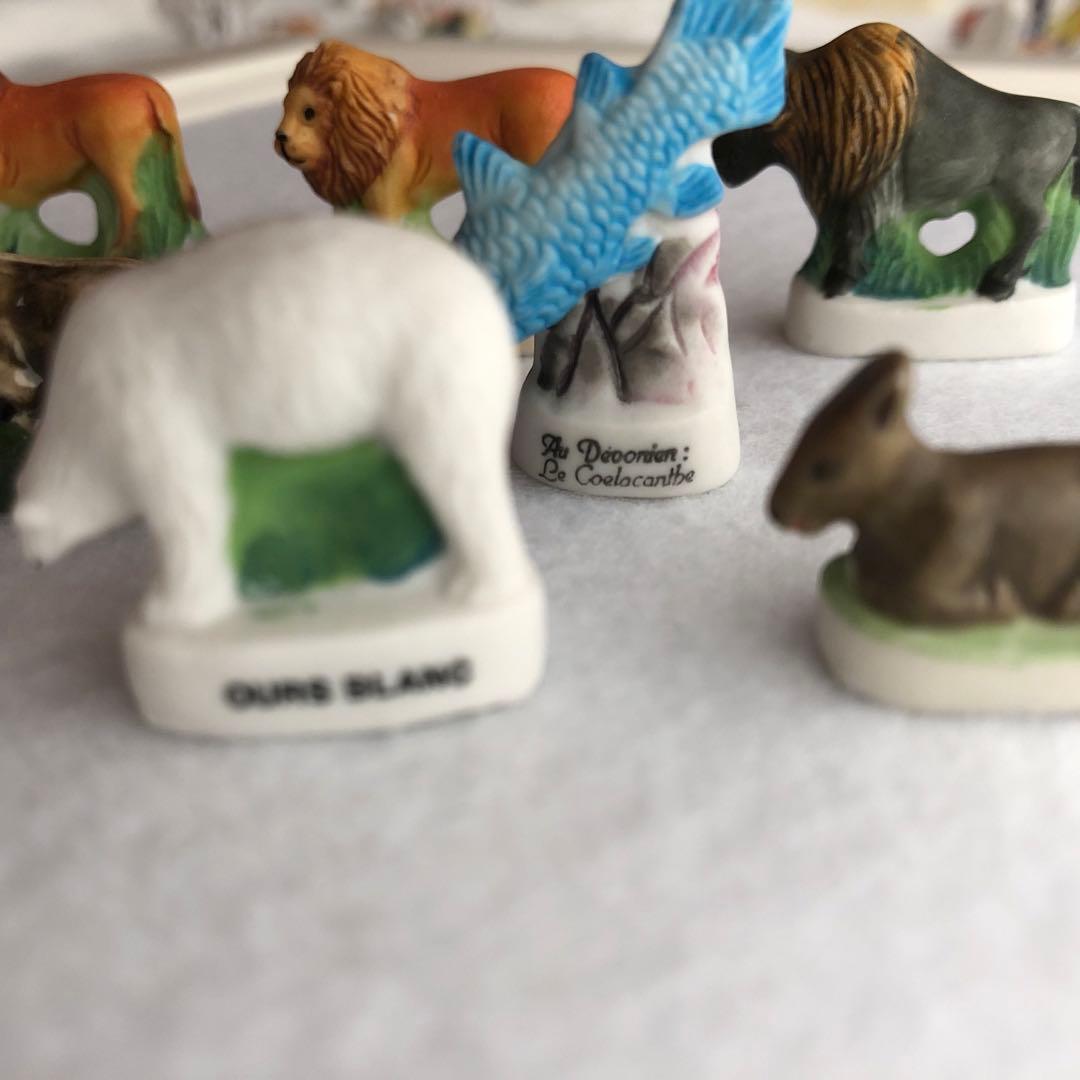 フランスアンティーク　フェーブ　動物、魚柄　7個セット