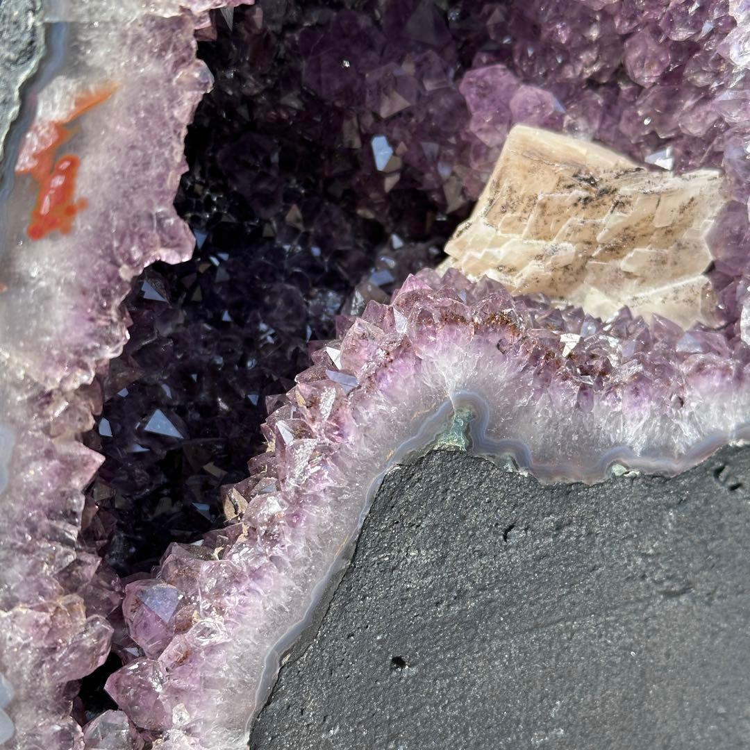 天然石 タイチンルチルクォーツ共生アメジストのドーム　置物G.80