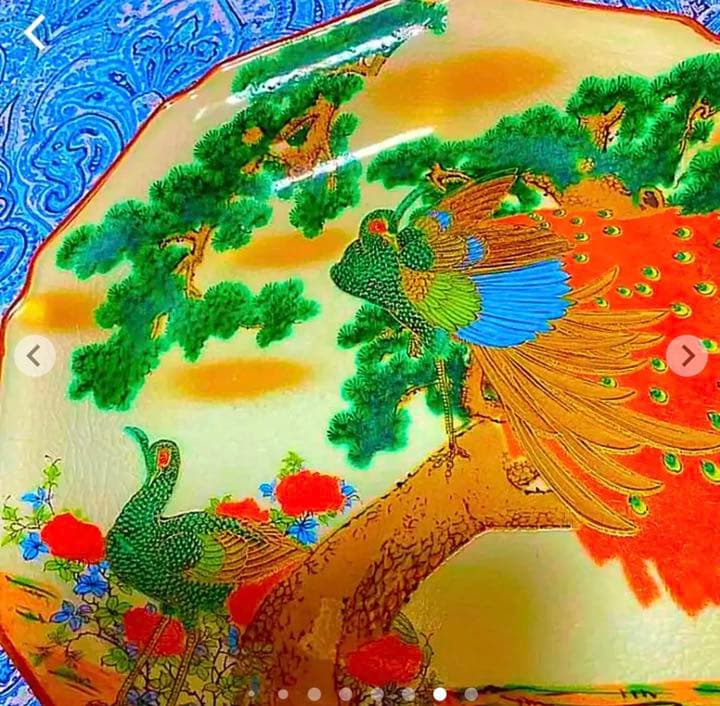 金運爆上げ　秘蔵品出品　幸運呼ぶ30cm本物伊万里焼き大皿　双孔雀と松の図