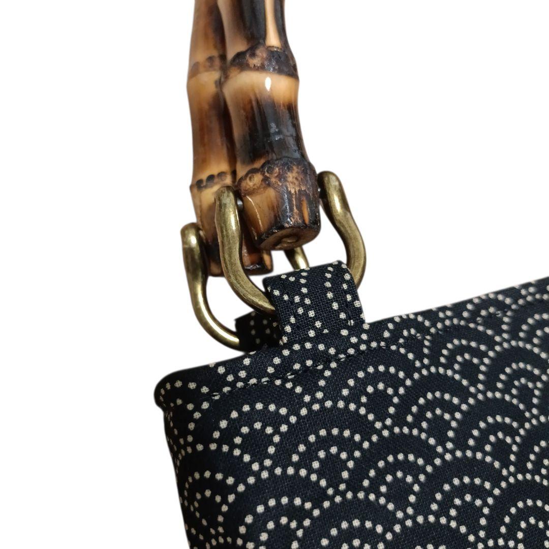 バンブー手提げ　和柄バッグ　青海波紋様　お祭り　神輿　祭りバッグ