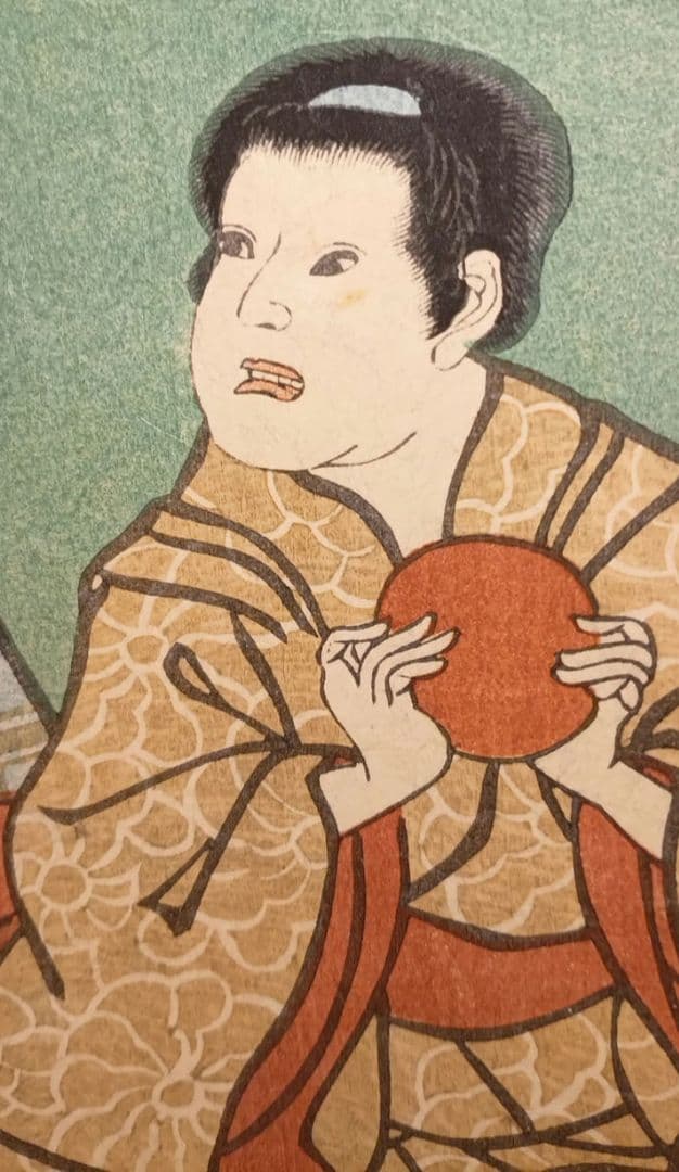 浮世絵版画、役者絵2枚綴り繋がってます。二代歌川国貞画、文久2年出版