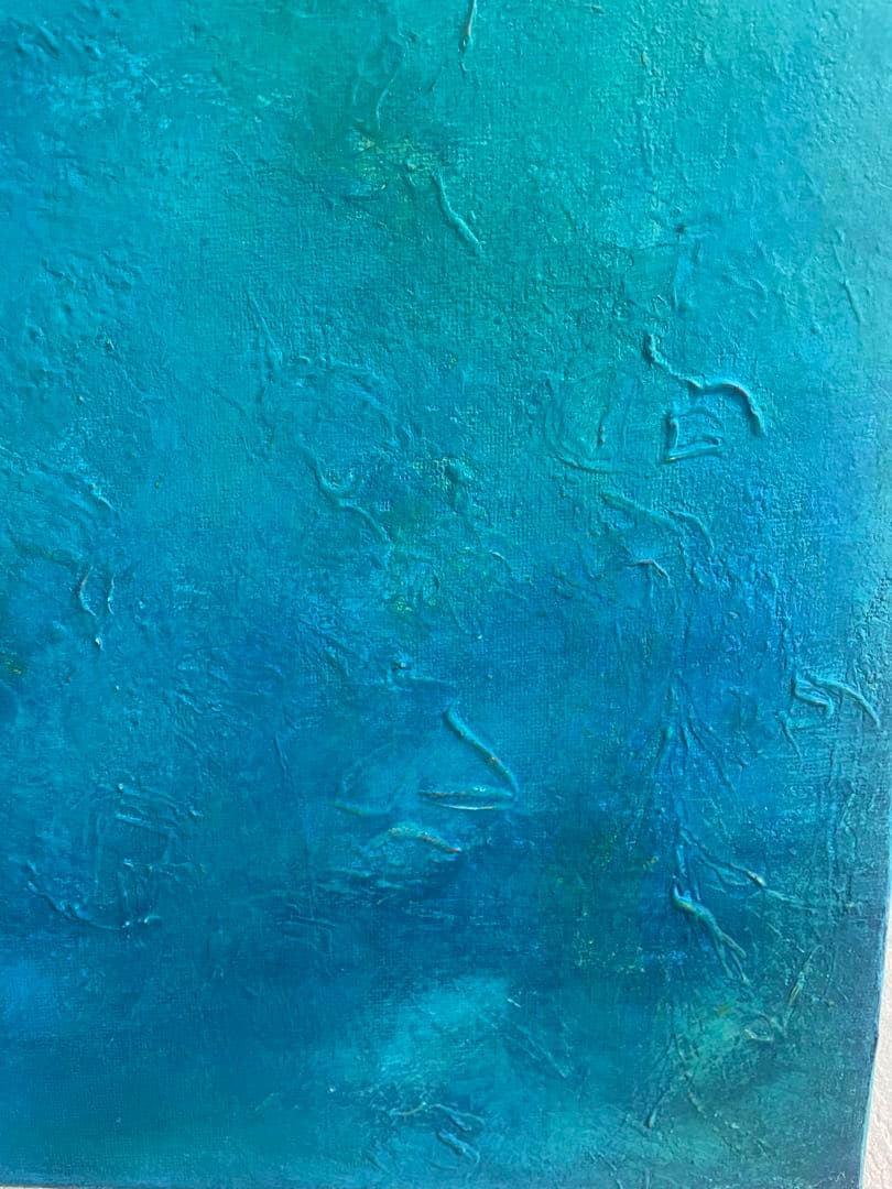 387 抽象画 アクリル画 アート 原画 キャンバスボード F6 ブルーの歓迎