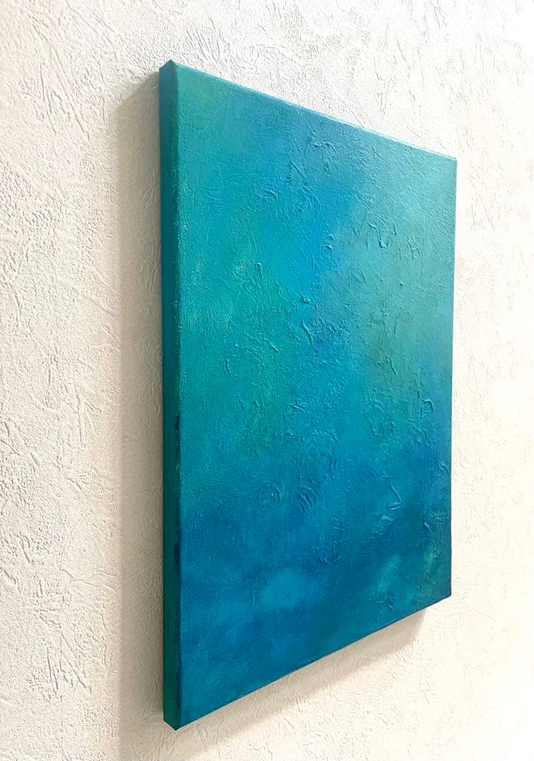 387 抽象画 アクリル画 アート 原画 キャンバスボード F6 ブルーの歓迎
