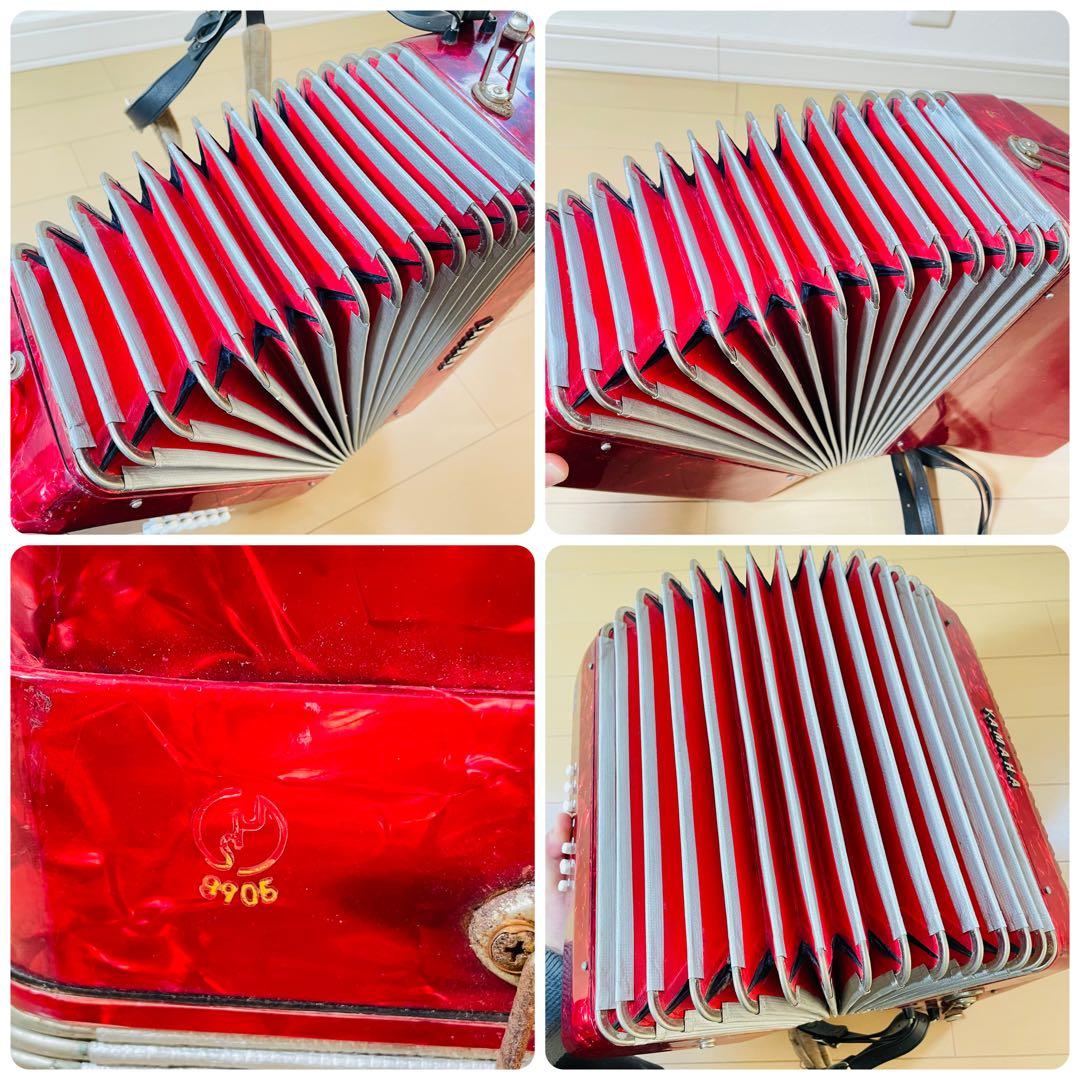 【良品】YAMAHA アコーディオン 25鍵盤 赤 ストラップ付 8905