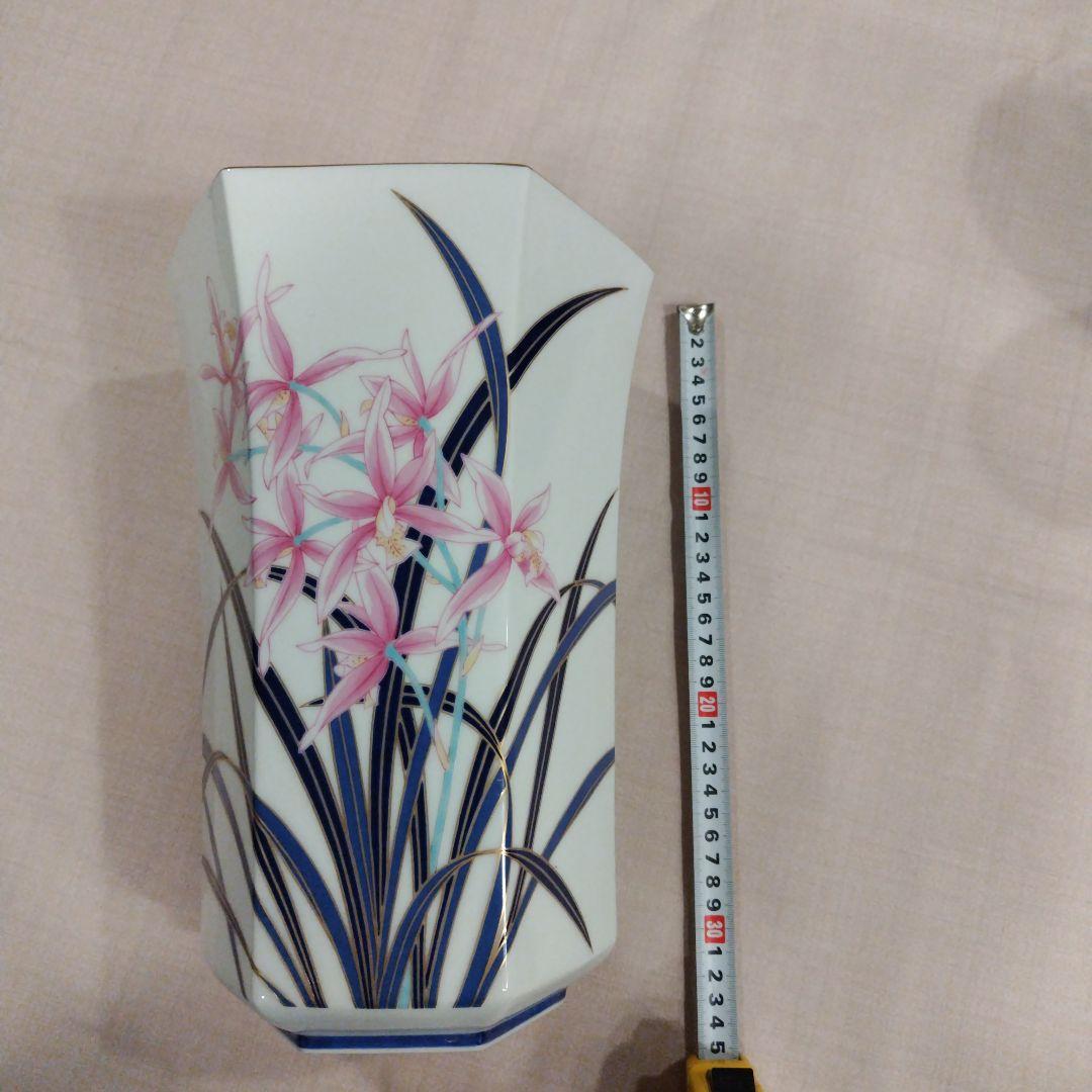 香蘭社　八角形の花瓶 ピンク花柄 陶磁器