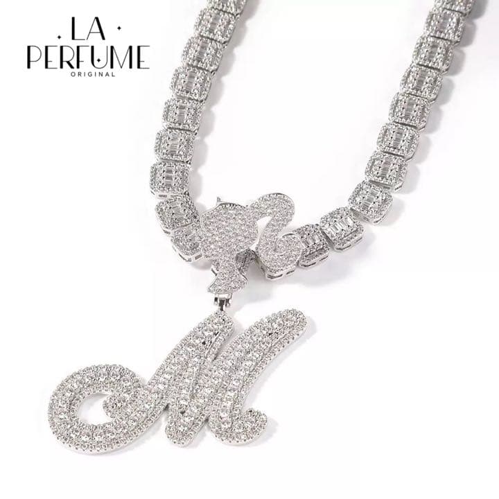 名入れ♡ガール キラキラ ヒップホップ イニシャル ネックレス シルバー 手作り