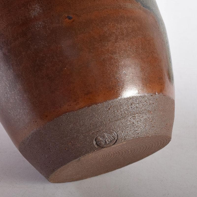 茶道具　丹波焼　市野信水作　肩衝茶入　仕覆付　共箱　V　7297