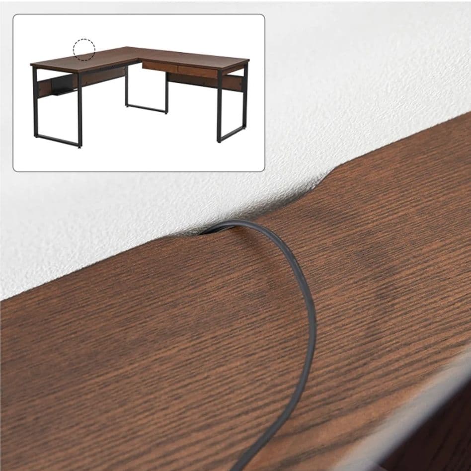 【あき】【美品】L字型木製デスク 引き出し付き