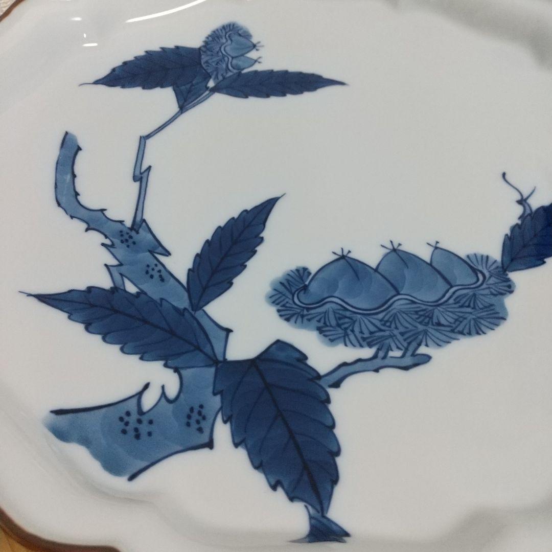 源右衛門⭐️染付栗絵 24cm ミート皿