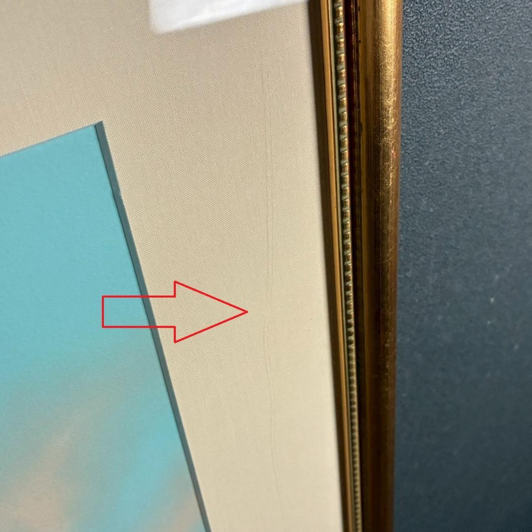 ピエール・ドートルロー「ローズ色の空と白い舟」リトグラフ 直筆サイン入り 額装