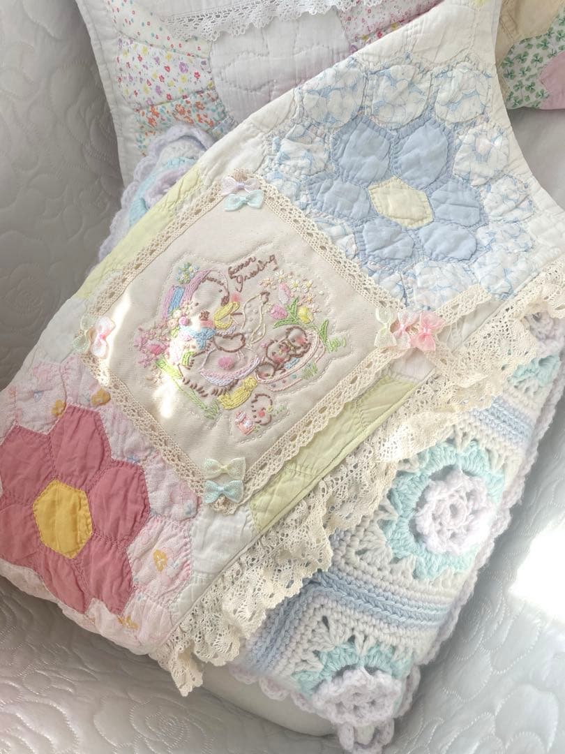 アンティークキルト.ヴィンテージキルト＆刺繍ハンドメイドクロス·͜· ♡