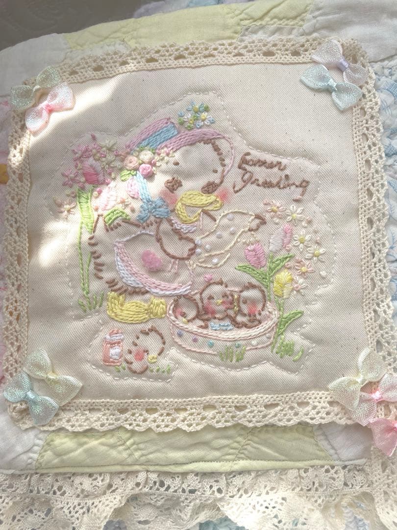 アンティークキルト.ヴィンテージキルト＆刺繍ハンドメイドクロス·͜· ♡