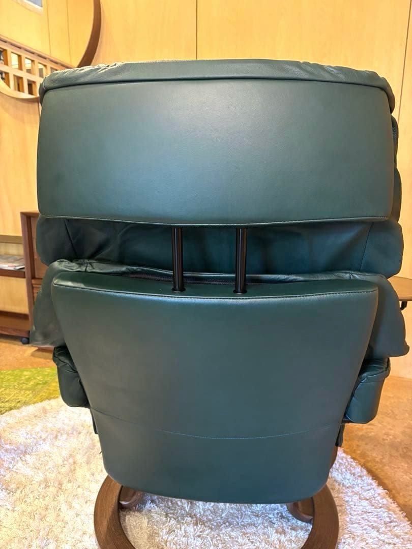 ①❗️再お値下げ❗️エコーネスストレスレスチェアレノMダークグリーン極美品テーブル付