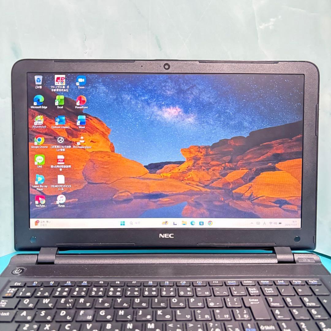 美品★カメラ・オフィス付★NEC★最新Win11薄型ノートPC★新品SSDで爆速