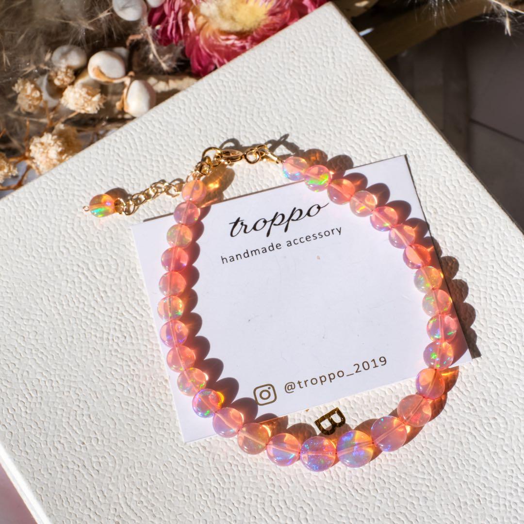 14kgfピンクオレンジカラーオパールブレスレット