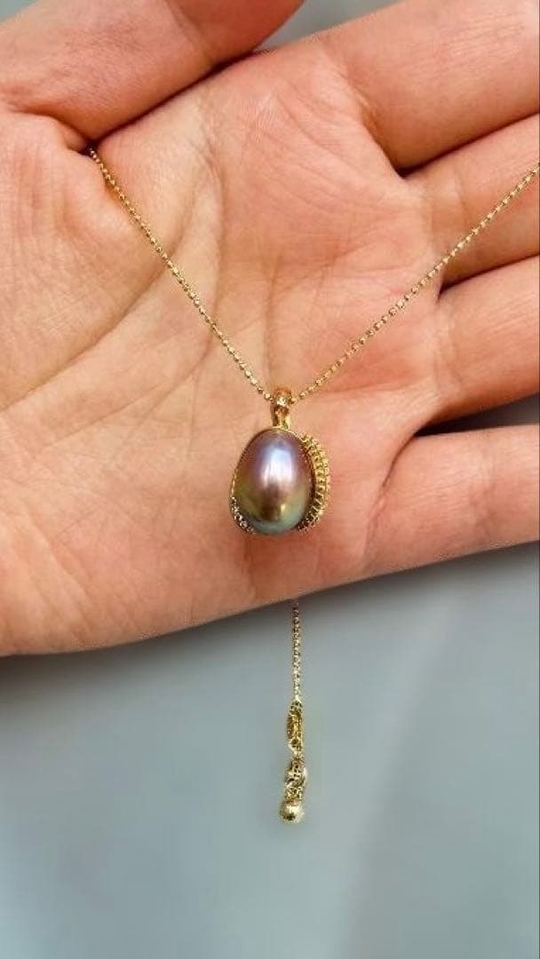 S11~12mm アボカドカラー エジソンパール 榴蓮（ドリアン）ペンダント