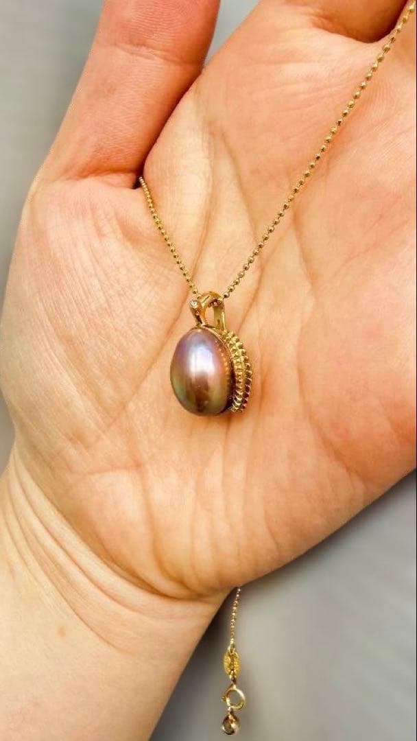 S11~12mm アボカドカラー エジソンパール 榴蓮（ドリアン）ペンダント