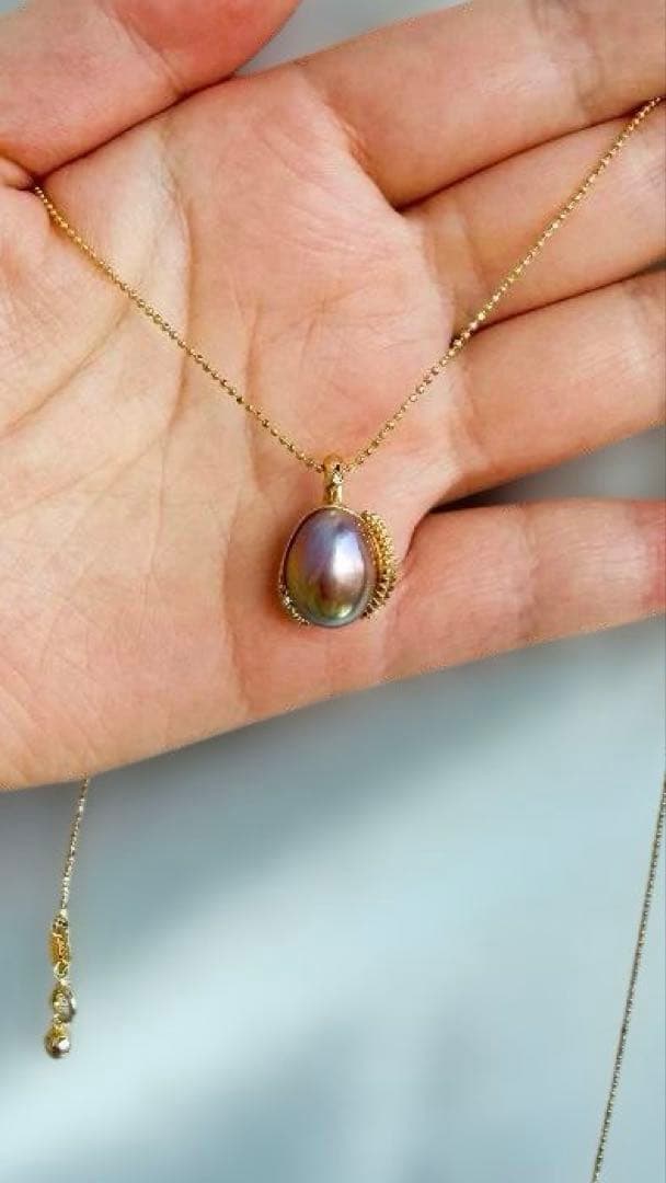 S11~12mm アボカドカラー エジソンパール 榴蓮（ドリアン）ペンダント